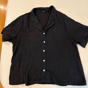 Quince Black Short-Sleeve Button-Down Shirt